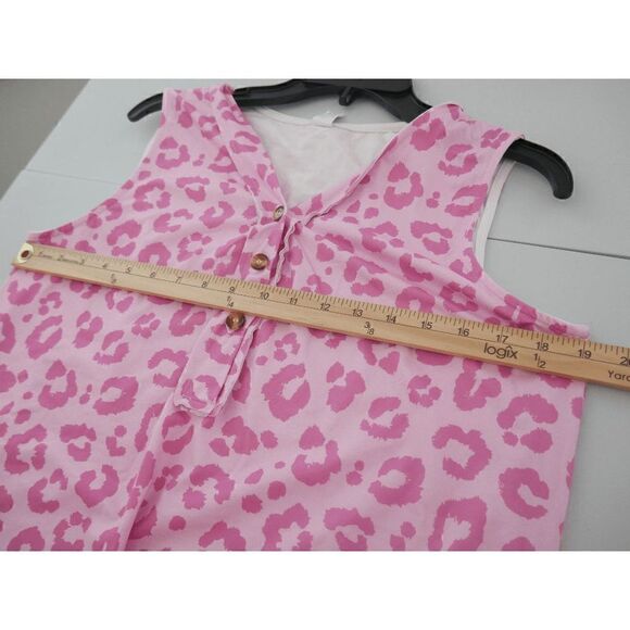 Pink Leopard Button-Front Tank Top L - Picture 4 of 7